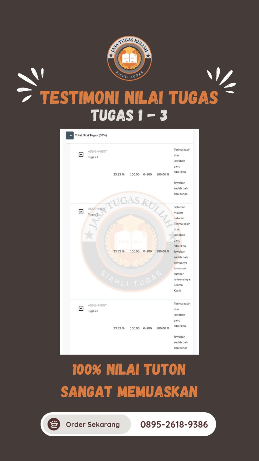 Testimoni Nilai Tugas 1-3