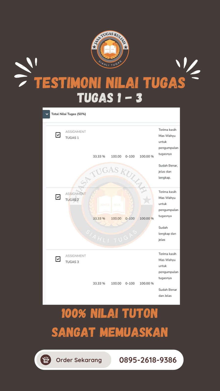 Testimoni Nilai Tugas 1-3