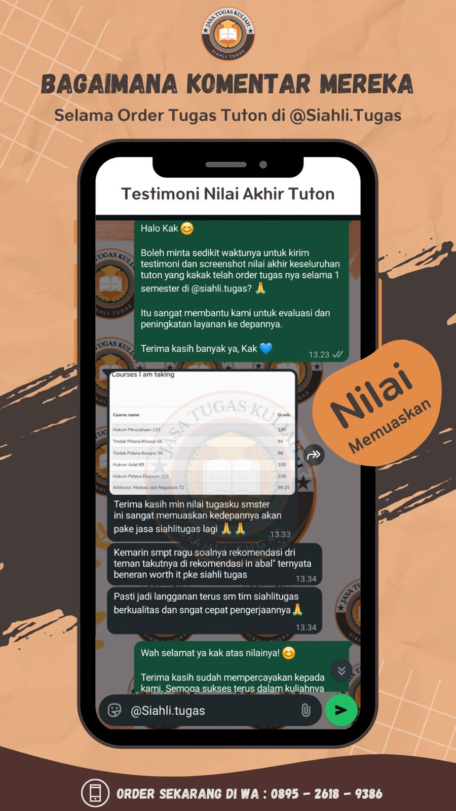 Testimoni Tanggapan Nilai Akhir Tuton