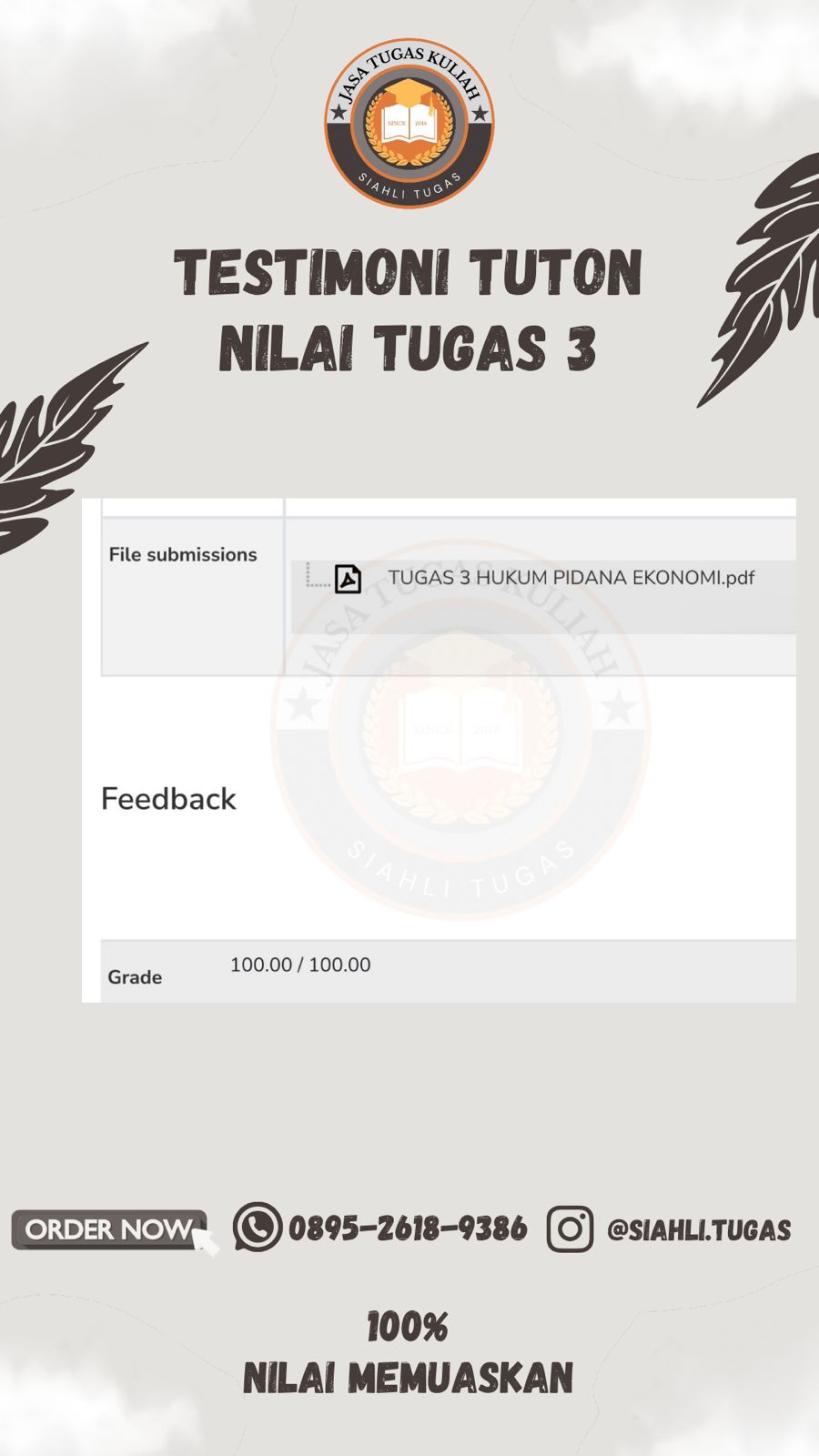 Testimoni Nilai Tugas 3
