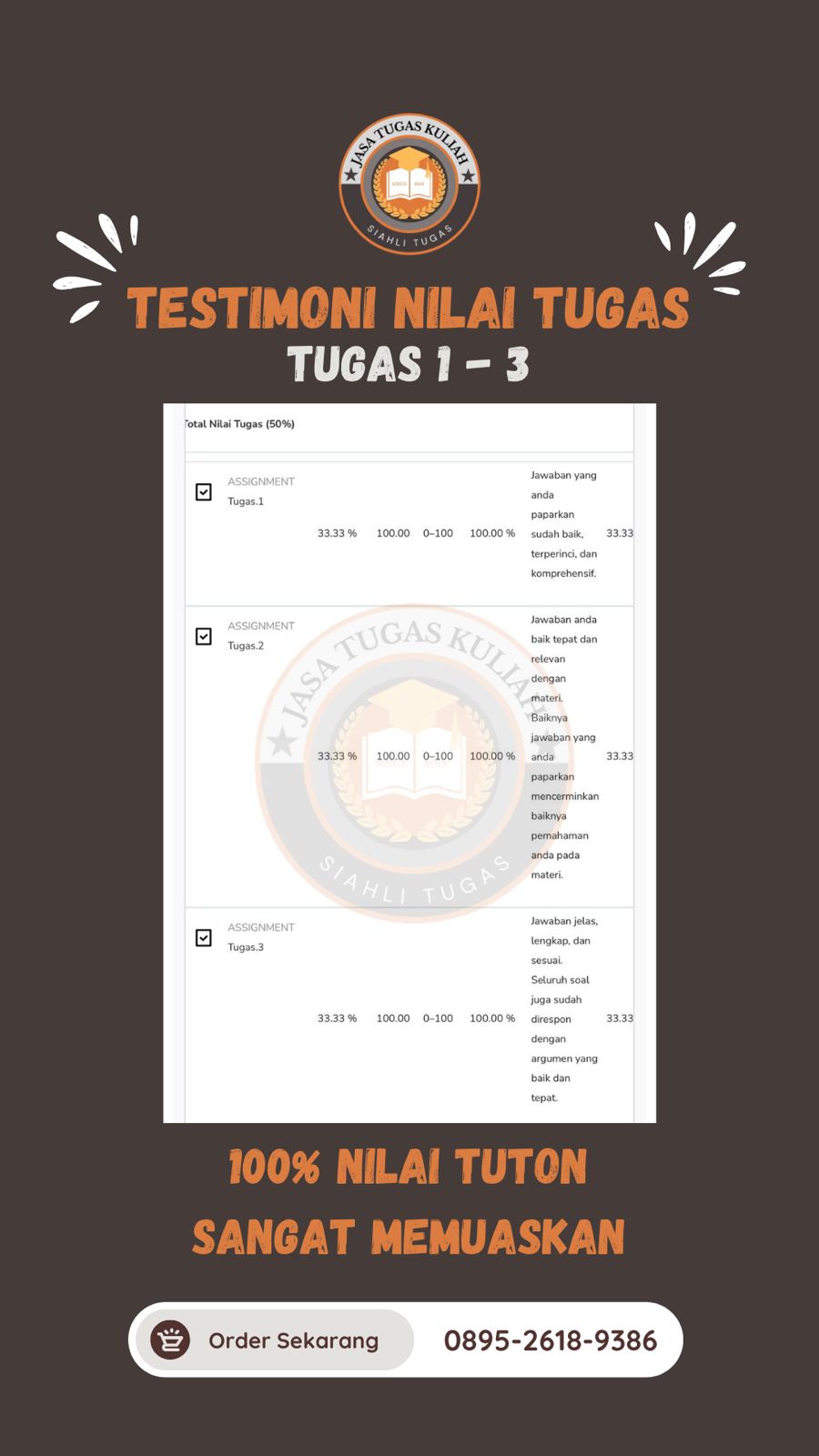 Testimoni Nilai Tugas 1-3