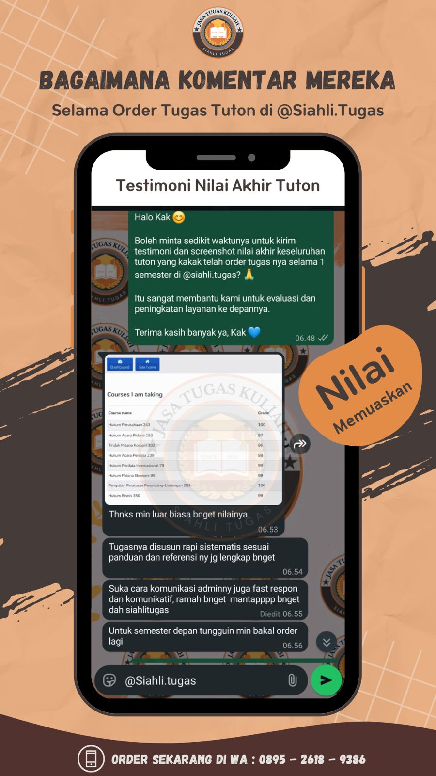 Testimoni Tanggapan Nilai Akhir Tuton