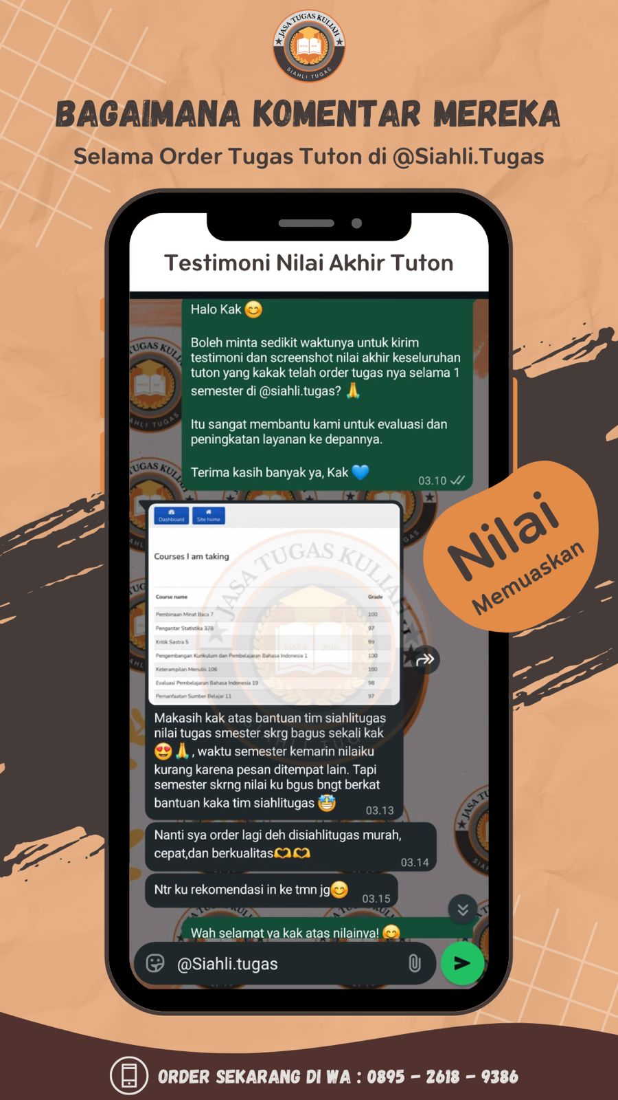 Testimoni Tanggapan Nilai Akhir Tuton