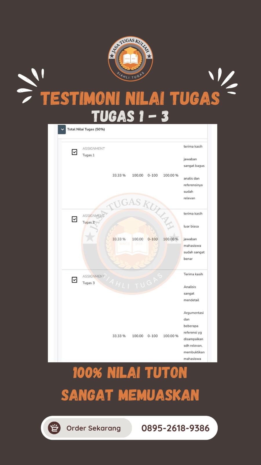 Testimoni Nilai Tugas 1-3