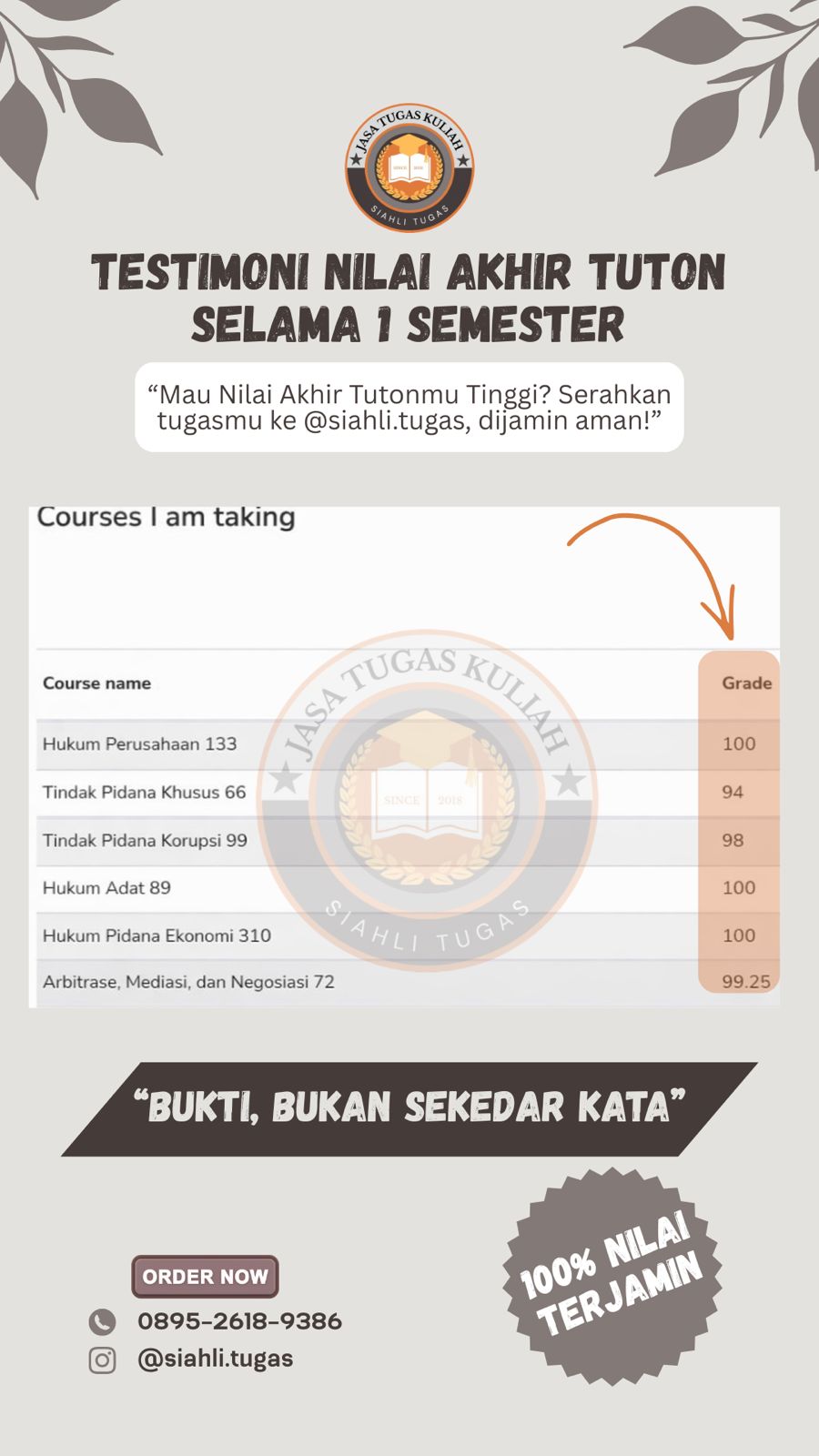 Testimoni Nilai Akhir Tuton