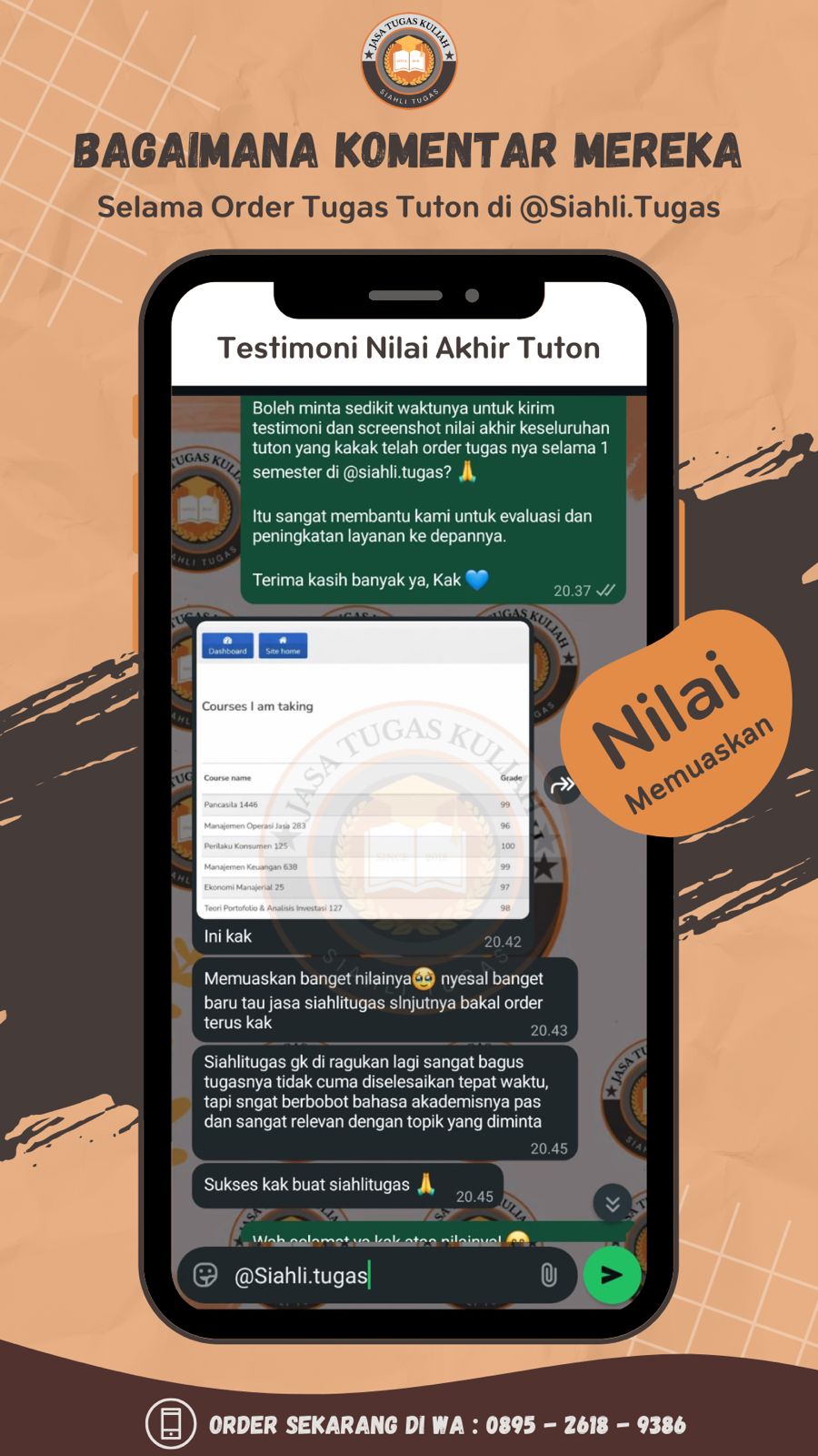 Testimoni Tanggapan Nilai Akhir Tuton