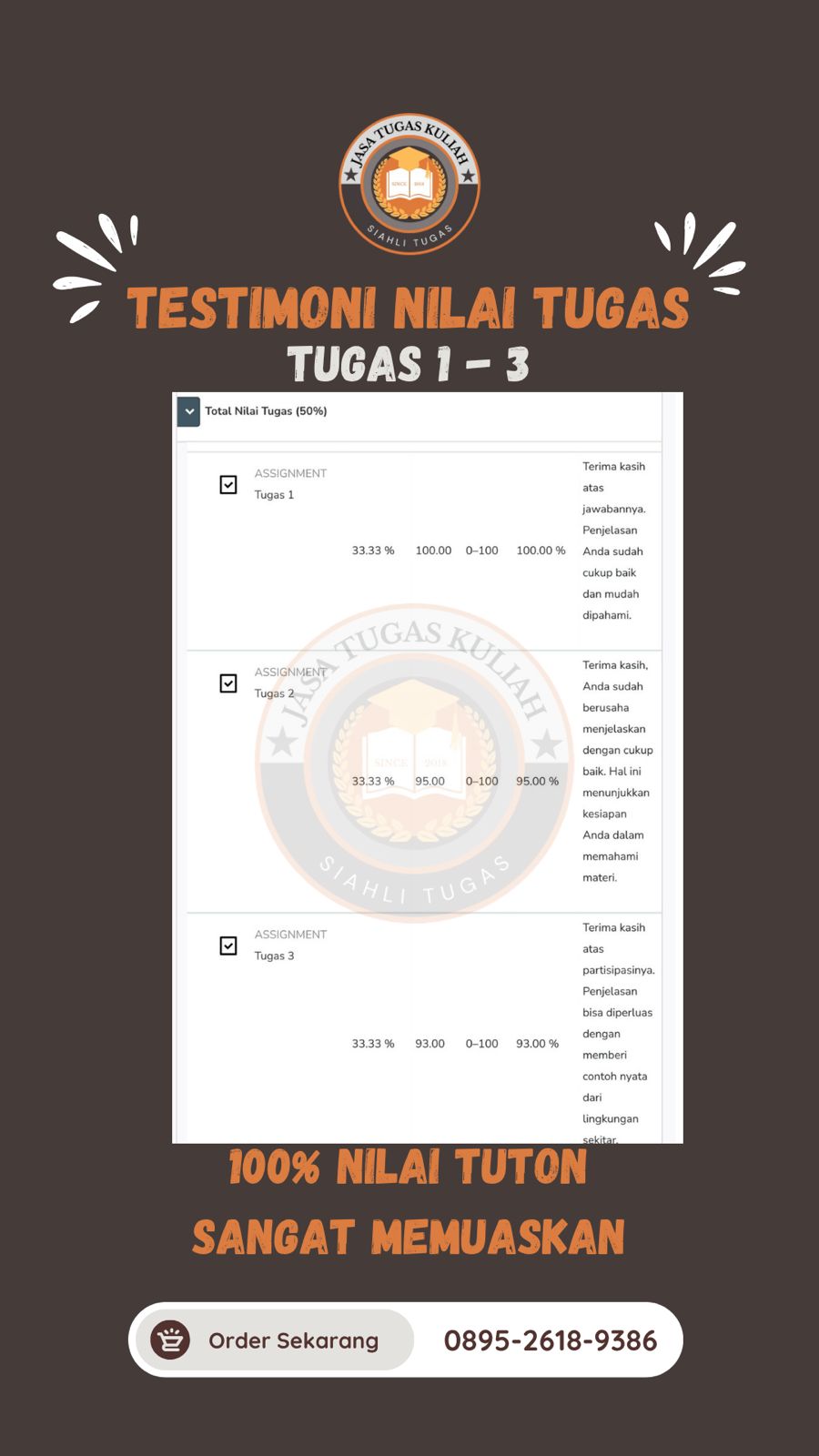 Testimoni Nilai Tugas 1-3