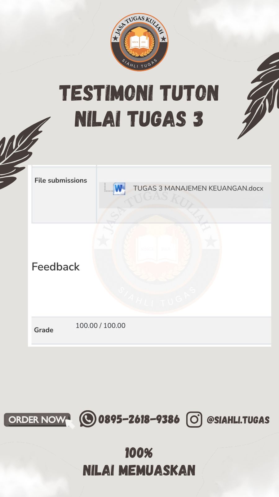 Testimoni Nilai Tugas 3