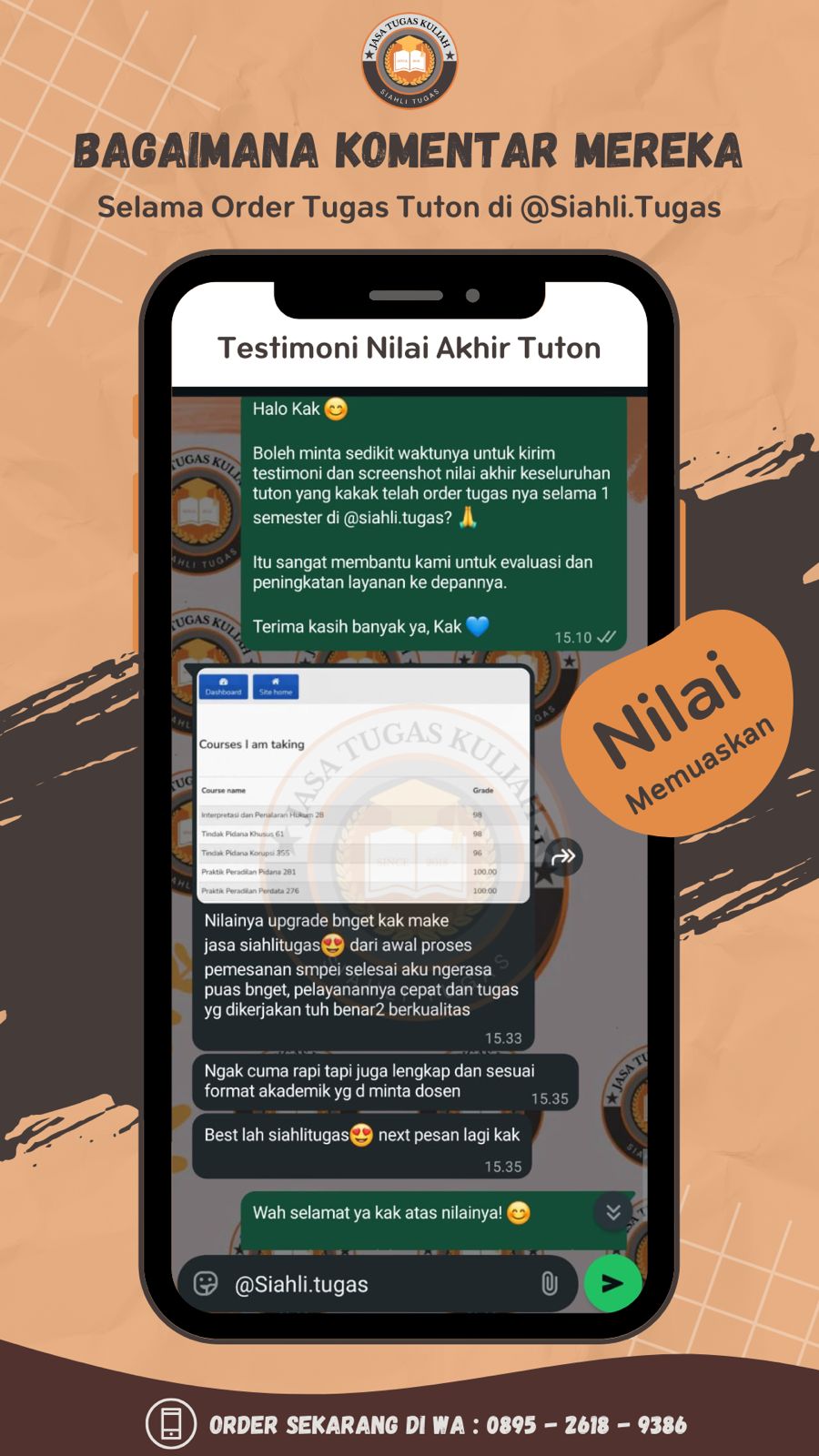 Testimoni Tanggapan Nilai Akhir Tuton