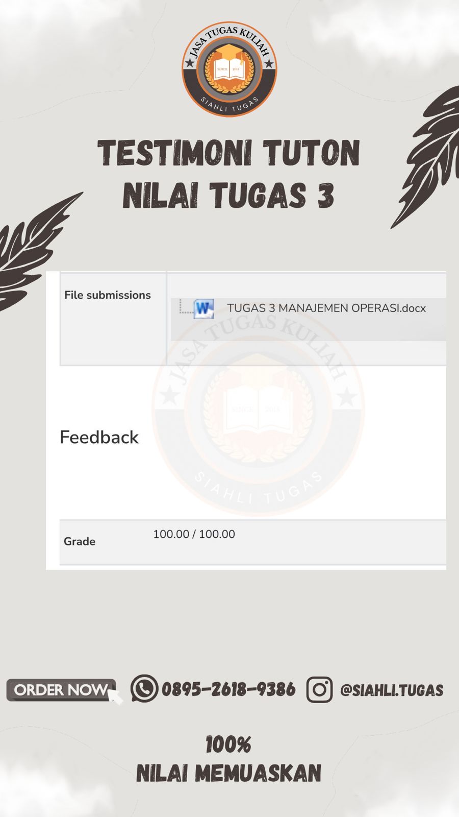 Testimoni Nilai Tugas 3