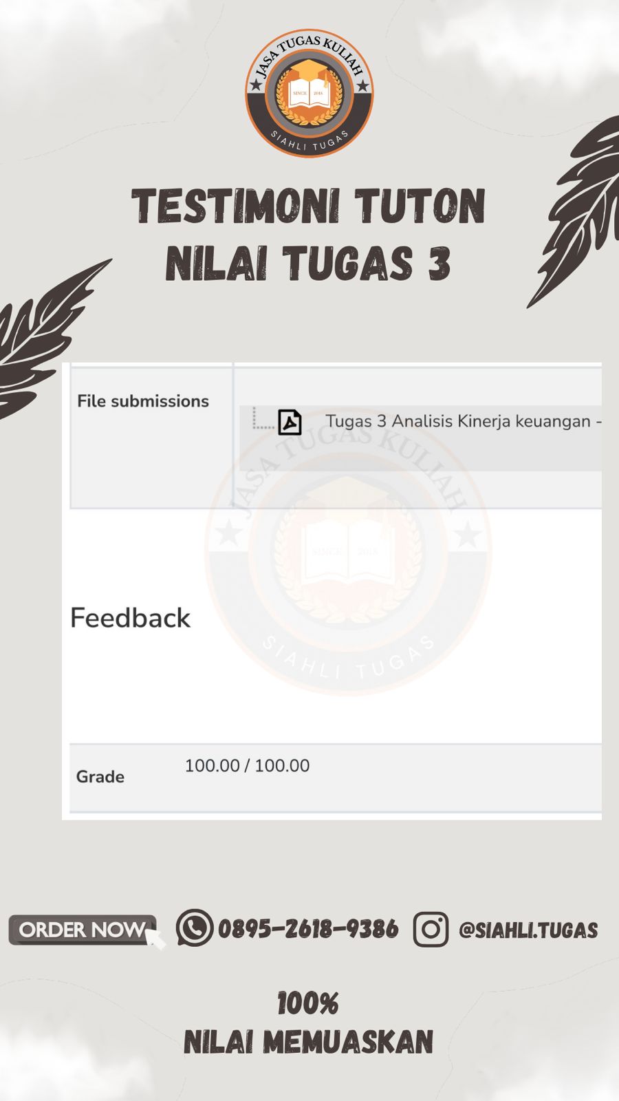 Testimoni Nilai Tugas 3