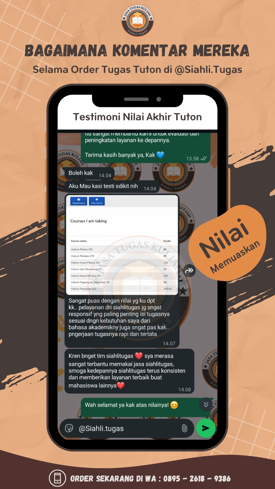 Testimoni Tanggapan Nilai Akhir Tuton
