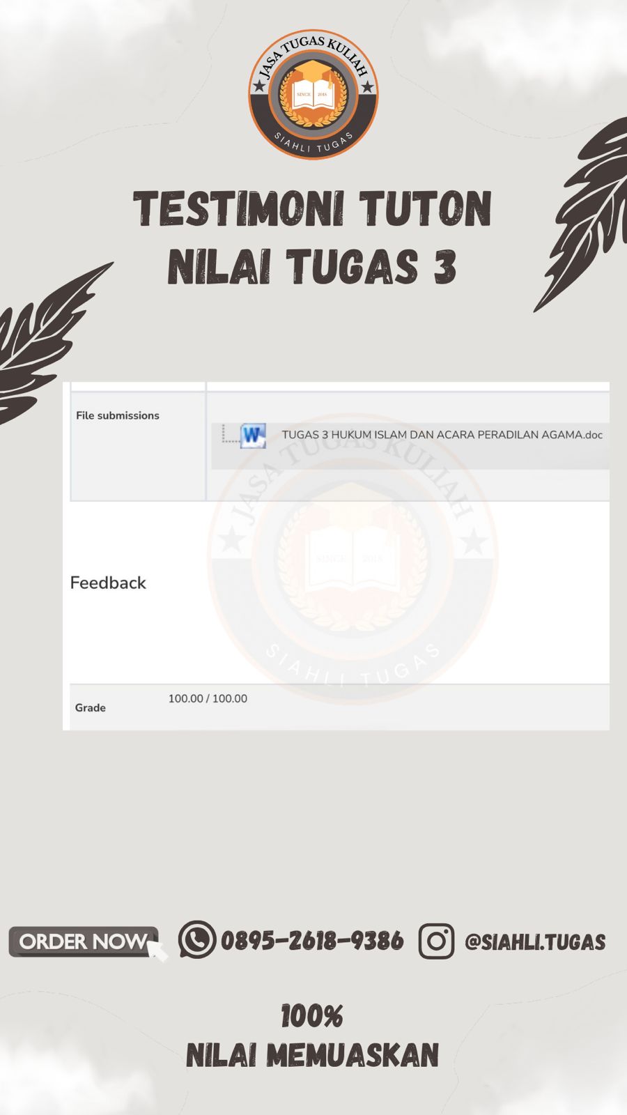 Testimoni Nilai Tugas 3