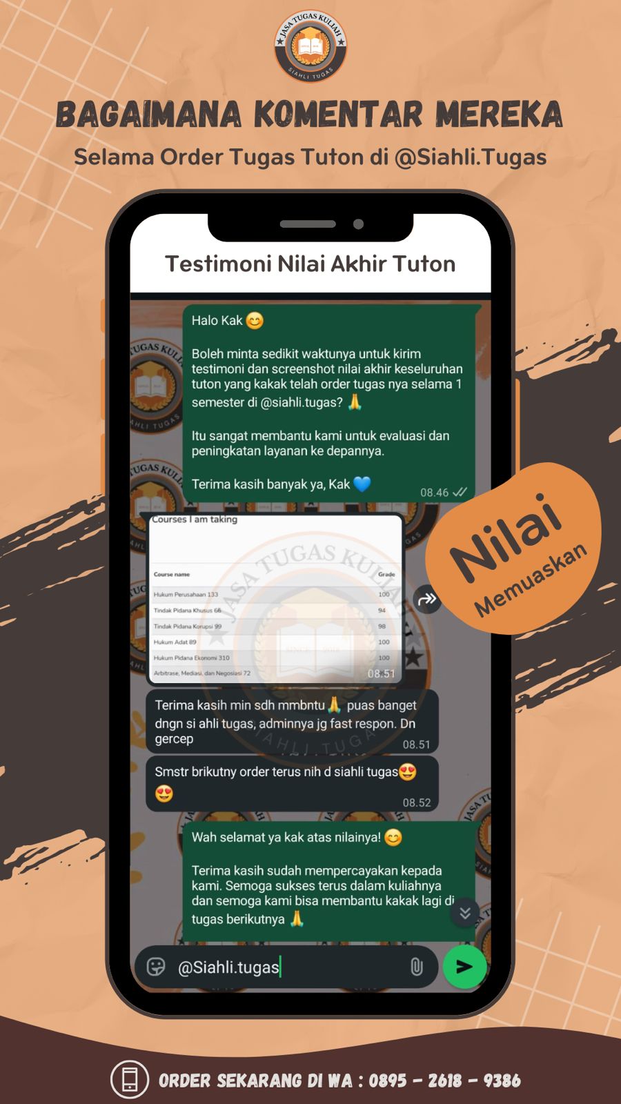 Testimoni Tanggapan Nilai Akhir Tuton