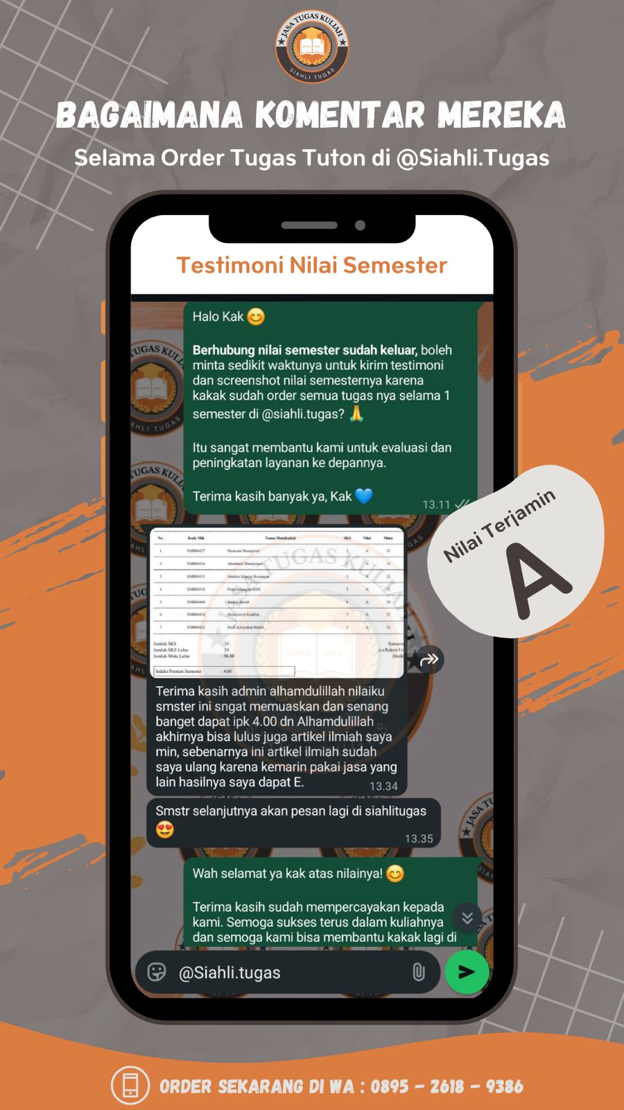 Testimoni Tanggapan Nilai Semester