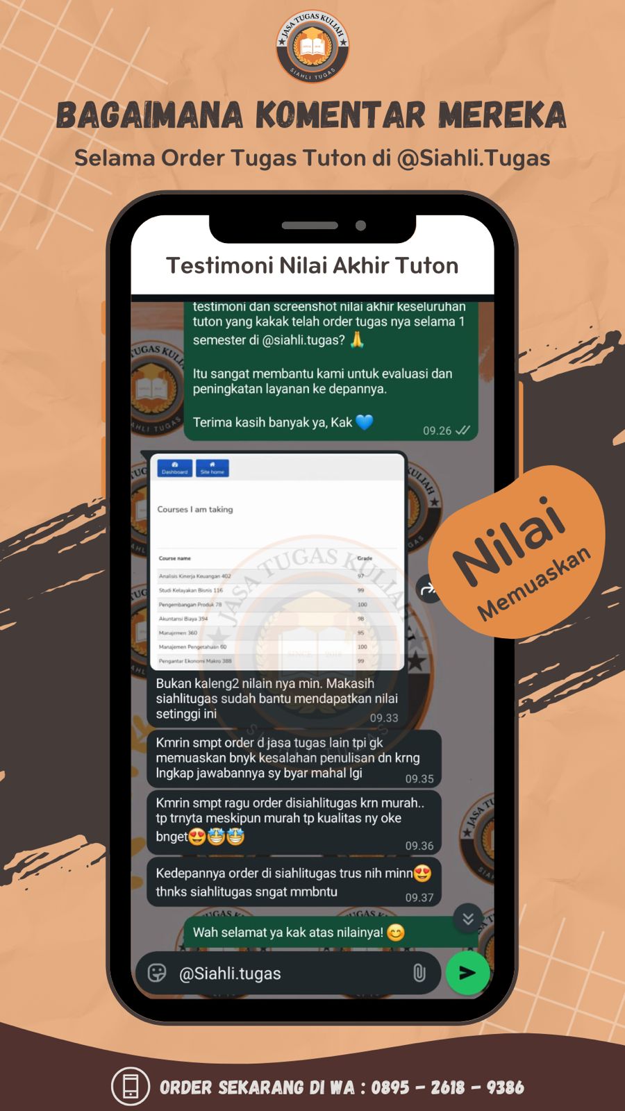 Testimoni Tanggapan Nilai Akhir Tuton