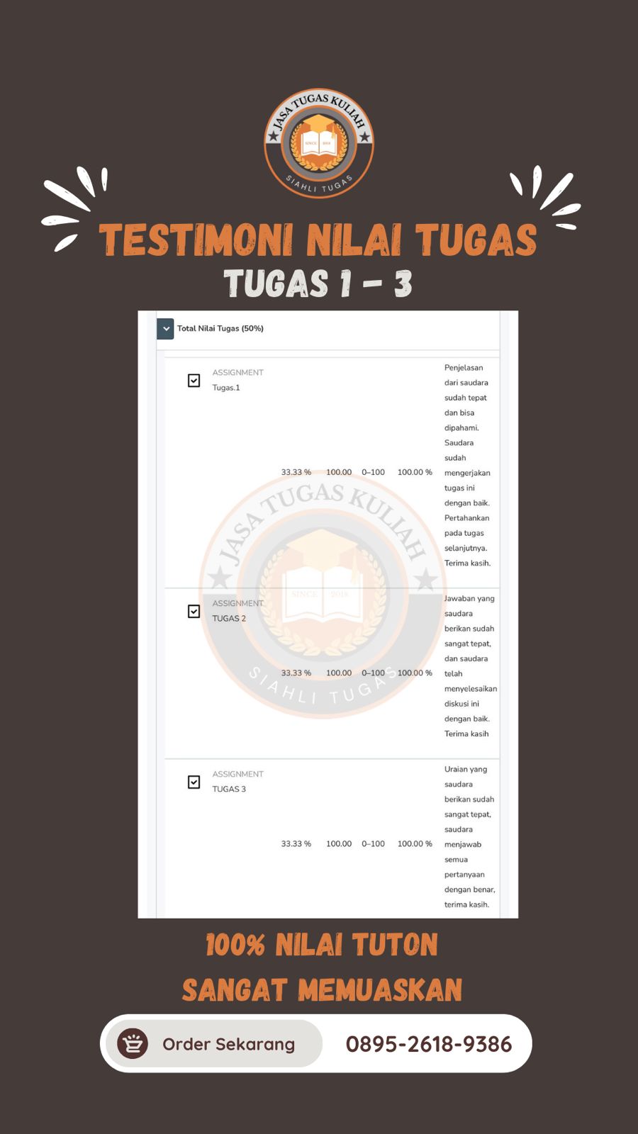 Testimoni Nilai Tugas 1-3