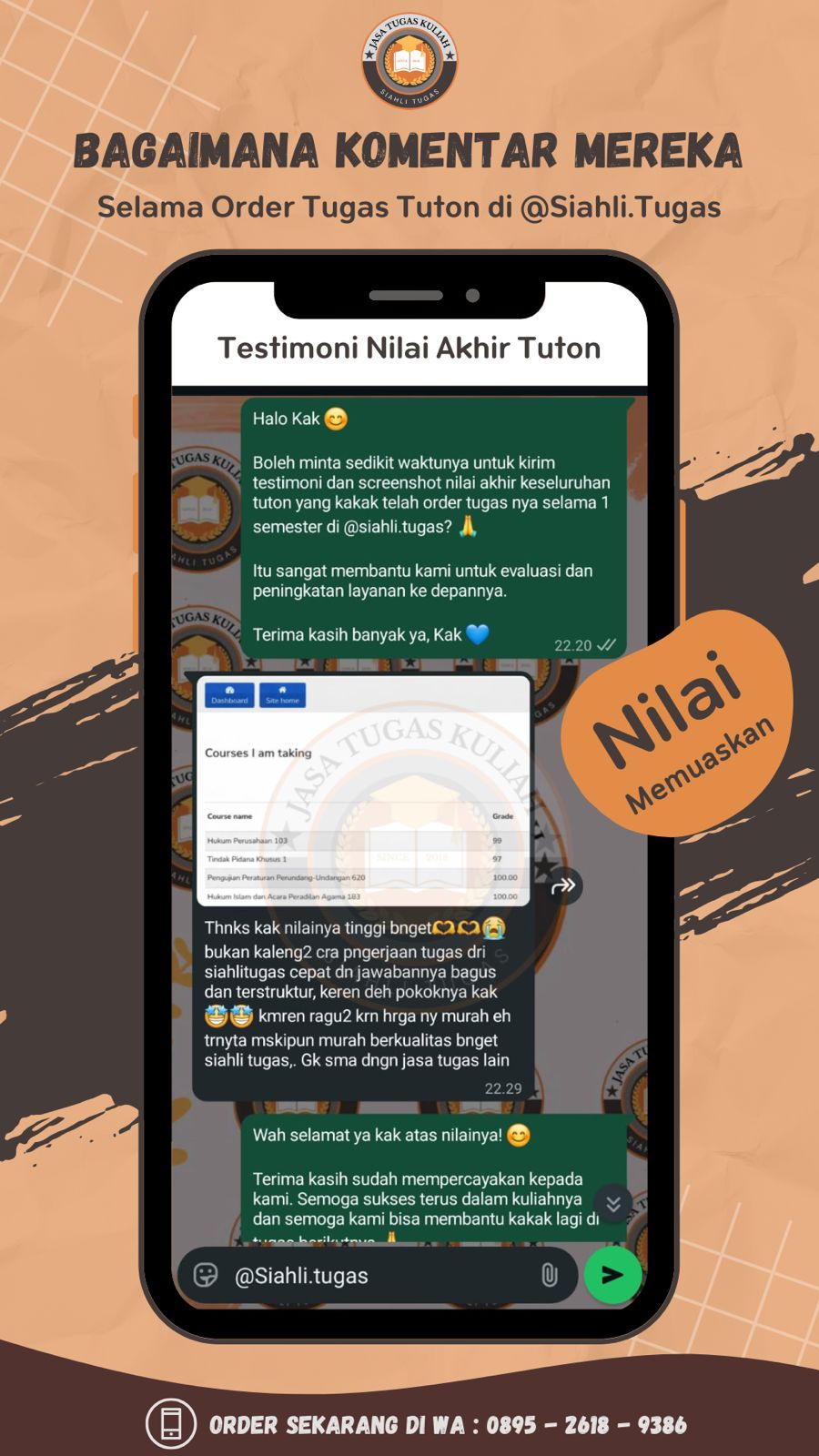 Testimoni Tanggapan Nilai Akhir Tuton